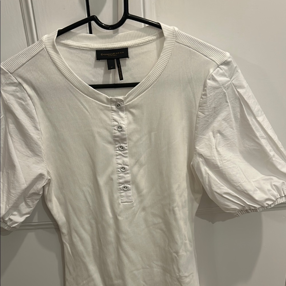 Donna Karan White Button-Up Top
